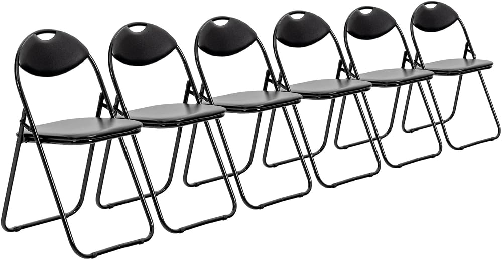 Harbour Housewares Black Padded Folding Chairs Pack of 6