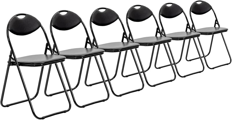 Harbour Housewares Black Padded Folding Chairs Pack of 6