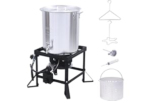 RED MOUNTAIN VALLLEY Red Mountain Valley 36 QT Turkey Fryer with Oil Drain Valve, Large Outdoor Cooking Equipment