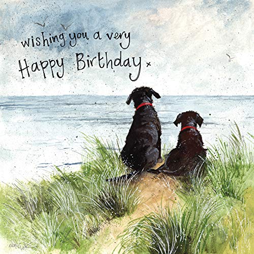 Alex Clark Dunes Dogs Birthday Card - Beach - Labrador - Sand Dune - Seaside - Greetings Cards - Cards for Birthday - Designed and Printed in the UK
