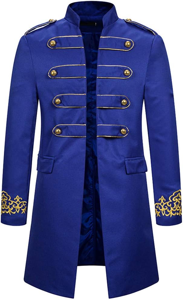 SUGEER Men Hussar Vintage Tailcoat Tailcoat Jacket Prom Tuxedo Gothic Frock Coat Slim Fit Design Velour Buttons Outwear
