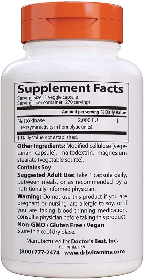 Doctor's Best Nattokinase, Non-GMO, Vegan, Gluten Free, 270 Veggie Caps: Health & Personal Care