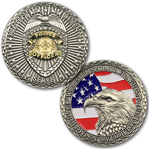 Coins For Anything, Inc Police Officer Dedication Challenge Coin! Law Enforcement Custom Coin, Unreal Two Tone 3D Challenge Coin! Solid Brass Die Struck Police Department Challenge Coin!