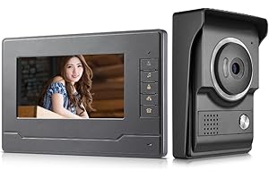 AMOCAM Video Intercom System, Wired 7 Inches Monitor Video doorphone Doorbell System,Video Door Phone HD Camera Kits Support 