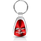 AU-TOMOTIVE GOLD Tear Drop Key Chain for Ford Mustang GT (Red)