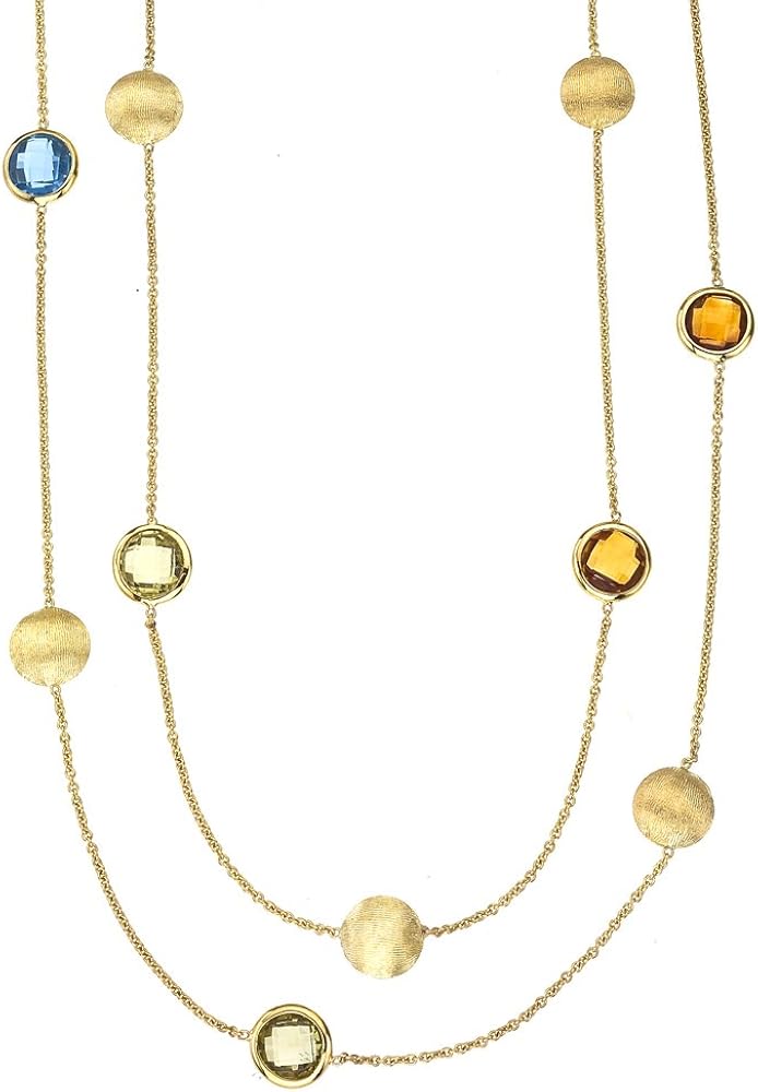 14k Yellow gold with multi color Gemstones long station