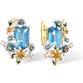 Santuzza Enamel Gemston Flower 925 Sterling Silvere Earrings