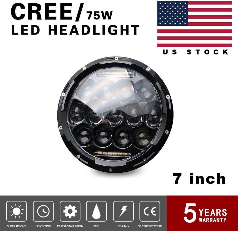 Globled 7 inch Round DOT LED Headlight Fit Yamaha V-Star XVS 650 950 1100 Classic Stryker For Jeep Wrangler JK TJ FJ JKU cruiser Hummer Truck Motorcycle