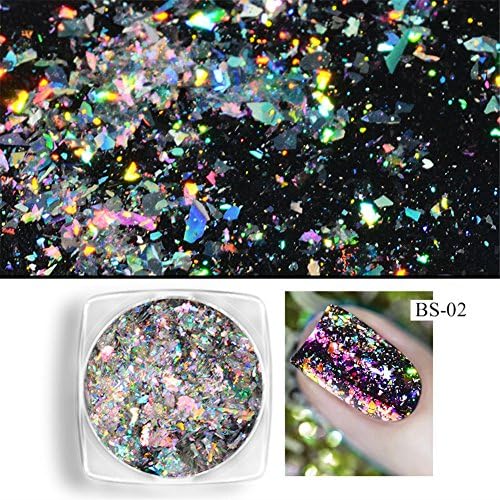 0.2gram/box Galaxy Holo Chameleon Laser Flakes Bling Nail Flecks Powder Galaxy Chrome Flakes Laser Flakes Nail Art (BS-02)