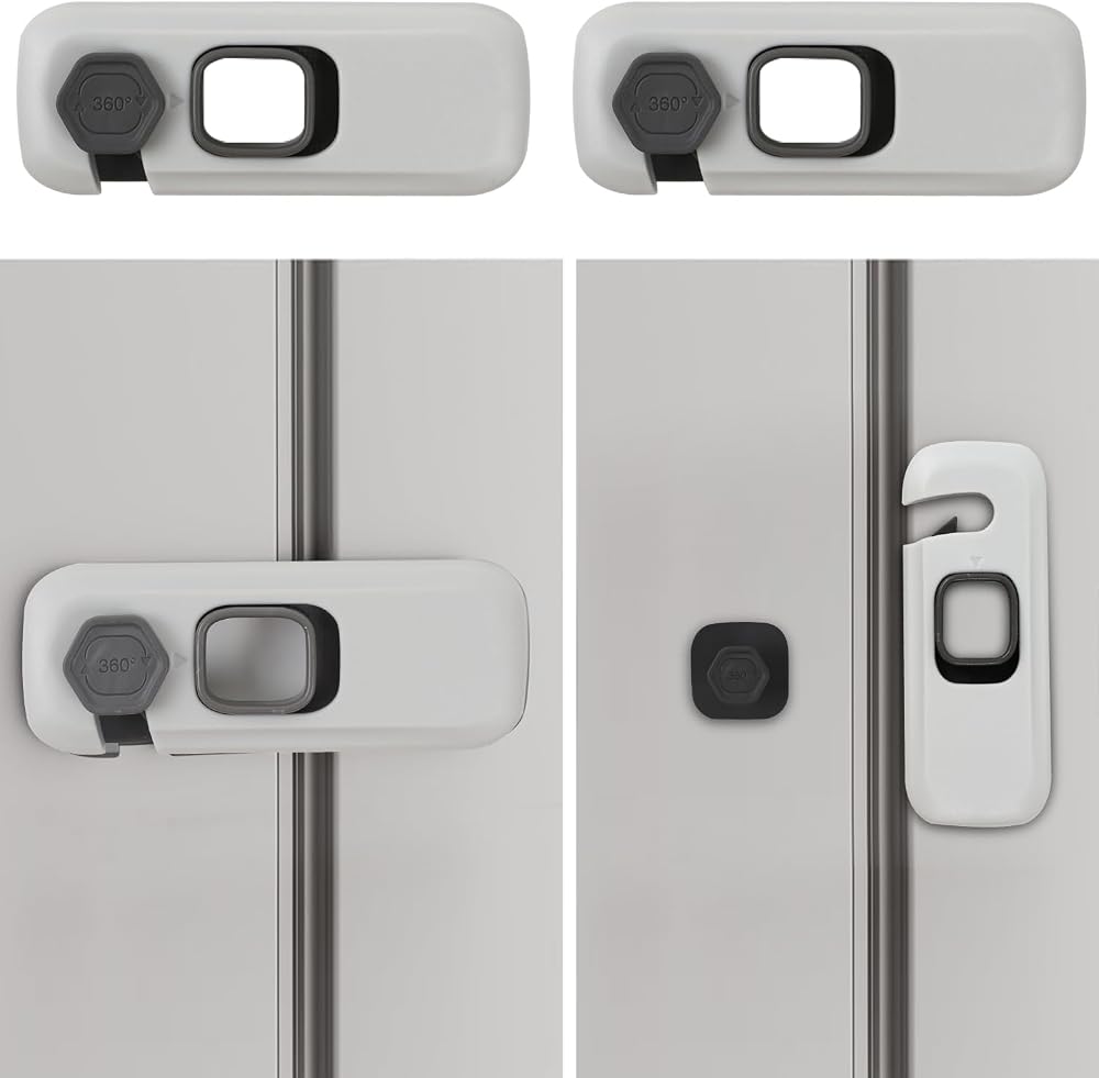 2Pack Child Proof Refrigerator Lock,Fridge Locks for Kids with Sticky Adhesive Pads,Baby Safety Locks for Fridges, Cabinets,