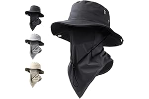 Breathable Fisherman Hat with Detachable Mask – 2-in-1 Design,360° Sun Adjustable Wide Brim & ice Silk Neck Flap