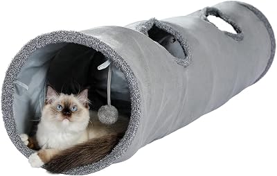 OHANA Collapsible Cat Tunnel Toy Suede Large 130cm with 2 Holes
