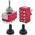 Twidec/2Pcs Mini Toggle Switch 4PDT 3 Position 12 Pins ON/Off/ON Miniature Toggle Switch AC 6A/125V 2A/250V Car Boat Switches with Waterproof Cap MTS-403-MZ