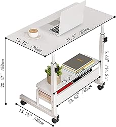 Adjustable Height Mobile Computer Desk for Small
