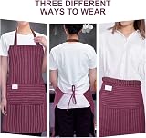 Vicloon Unisex Adjustable Bib Apron 2 Pcs with Pockets Wine Red Grey view 5