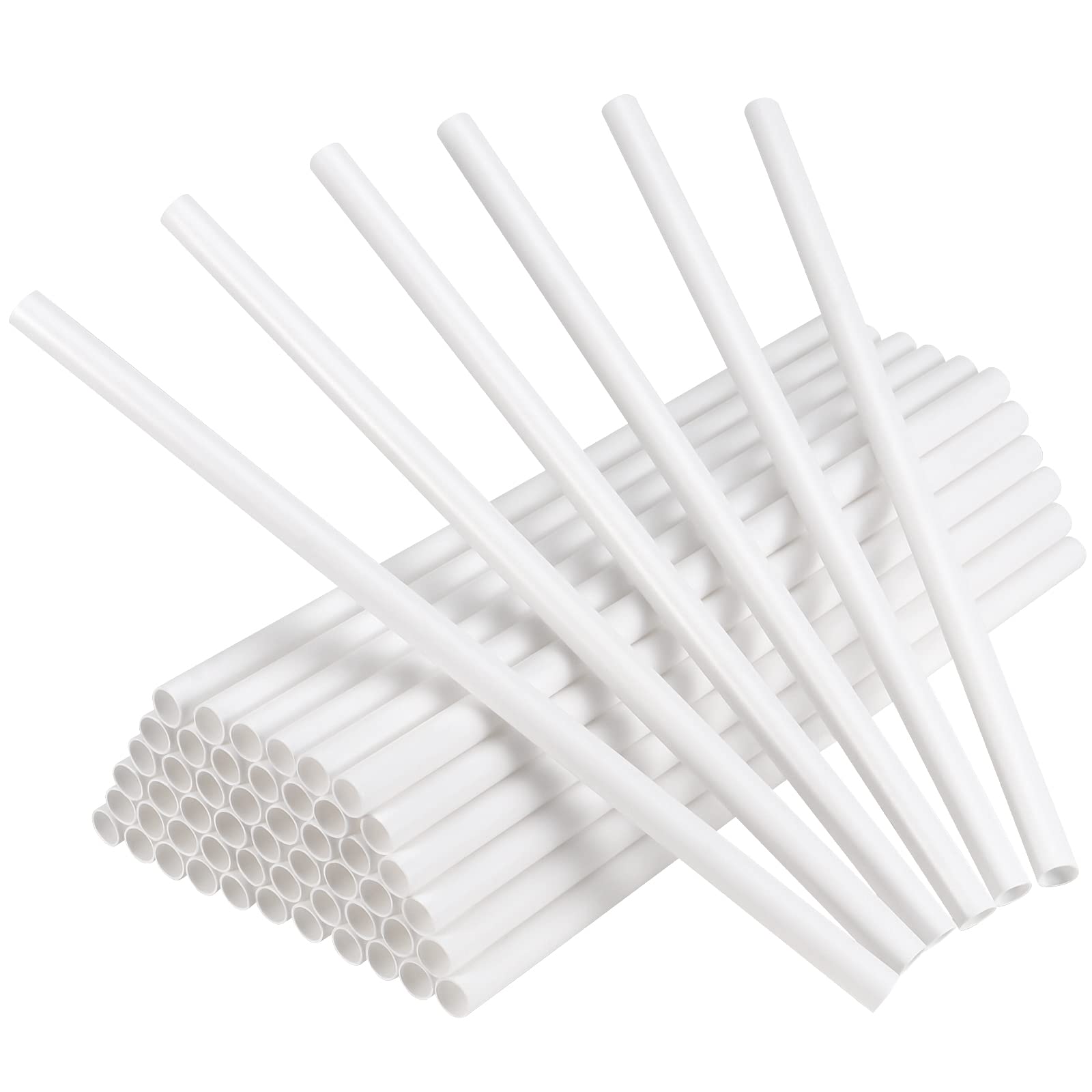 PINGEUI 50 PCS 12 Inch Plastic White Reusable Cake Support Rods, 0.4 Inch Dia. Dowel Straws for Tiered Cake Construction