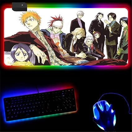 Amazon マウスパッド アニメブリーチマウスパッドrgbled大型マウスパッドusb有線照明ゲームゲーマーマウスパッドキーボードカラフルな発光マット 250x350x4mm Yanfann マウスパッド 通販