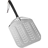 Mimiuo Perforated Aluminum Pizza Peel for Oven and Grill, 12 x 14 Inch Turning Spatula Shovel for Baking Bread, Pie - Pizza O