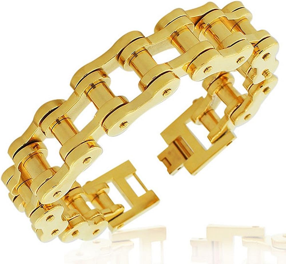 My Daily Styles Stainless Steel Yellow GoldTone Link Bike Chain Large Heavy Men's