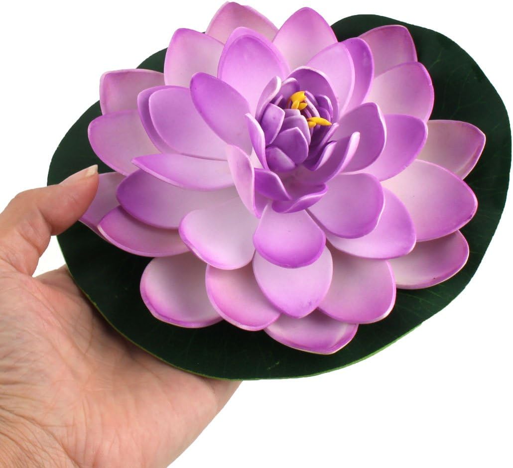 uxcell aquarium fish bowl artificial floating lotus underwater flower plant ornament green purple pet supplies aquarium decor uni tankers dk