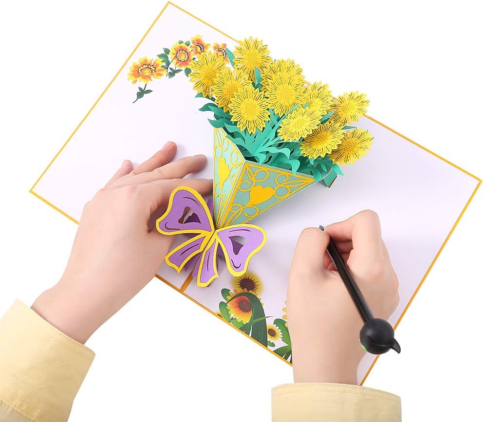 Xinzistar 4 Pezzi Biglietto Auguri Compleanno 3d Pop Up Fiori Bouquet Matrimonio Carta Biglietto Dauguri Con Busta Per Buon Compleanno Anniversario Laurea Festa Della Mamma Biglietti Di Auguri Cancelleria E Prodotti Per Ufficio