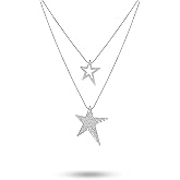 Sacina Gothic Grunge Y2k Aesthetic Layered Rhinestone Star Necklace, Y2k Emo Grunge Necklace, Christmas Jewelry Gift for Women