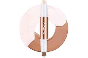 UIIOPJIOM 2 Color Dual Cream Contour Stick, Highlighter Stick, Contour Bronzer Stick, Long Lasting & Waterproof Contour Stick Makeup Kit for Brighten Make up and Ideal as Gifts (02Natural + Warm brown)
