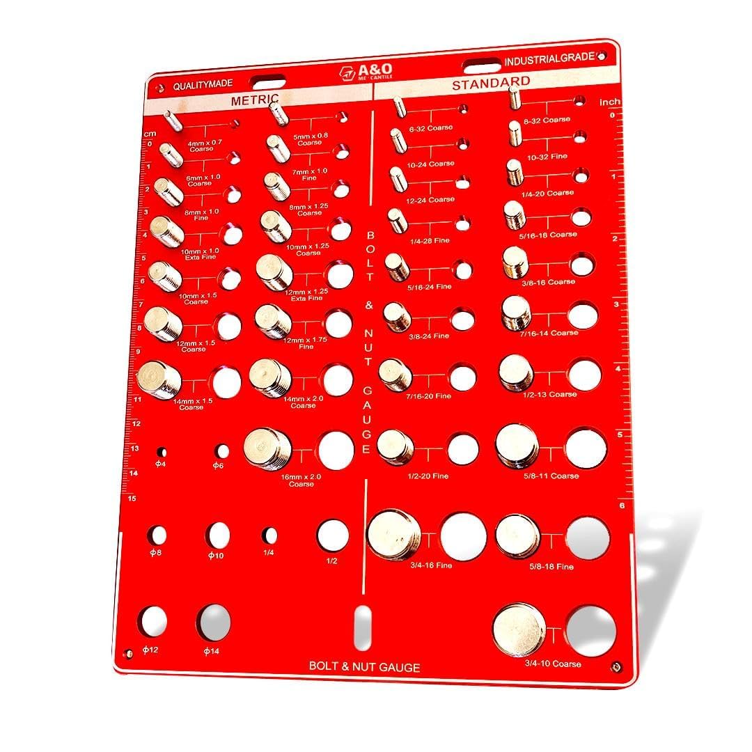Photo 1 of 34 Nut and Bolt Thread Checker - Thread Gauge SAE and Metric - Screw Size and Thread Gauge - Bolt Size Finder & Bolt Thread Checker | All-in-One Nut and Bolt Gauge Tool for Industrial Use & DIY