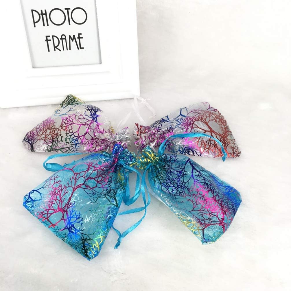 Organza Drawstring Gift Bags VORCOOL Favours Bags Jewelry Pouches Blue Pack of 100 - Image 5