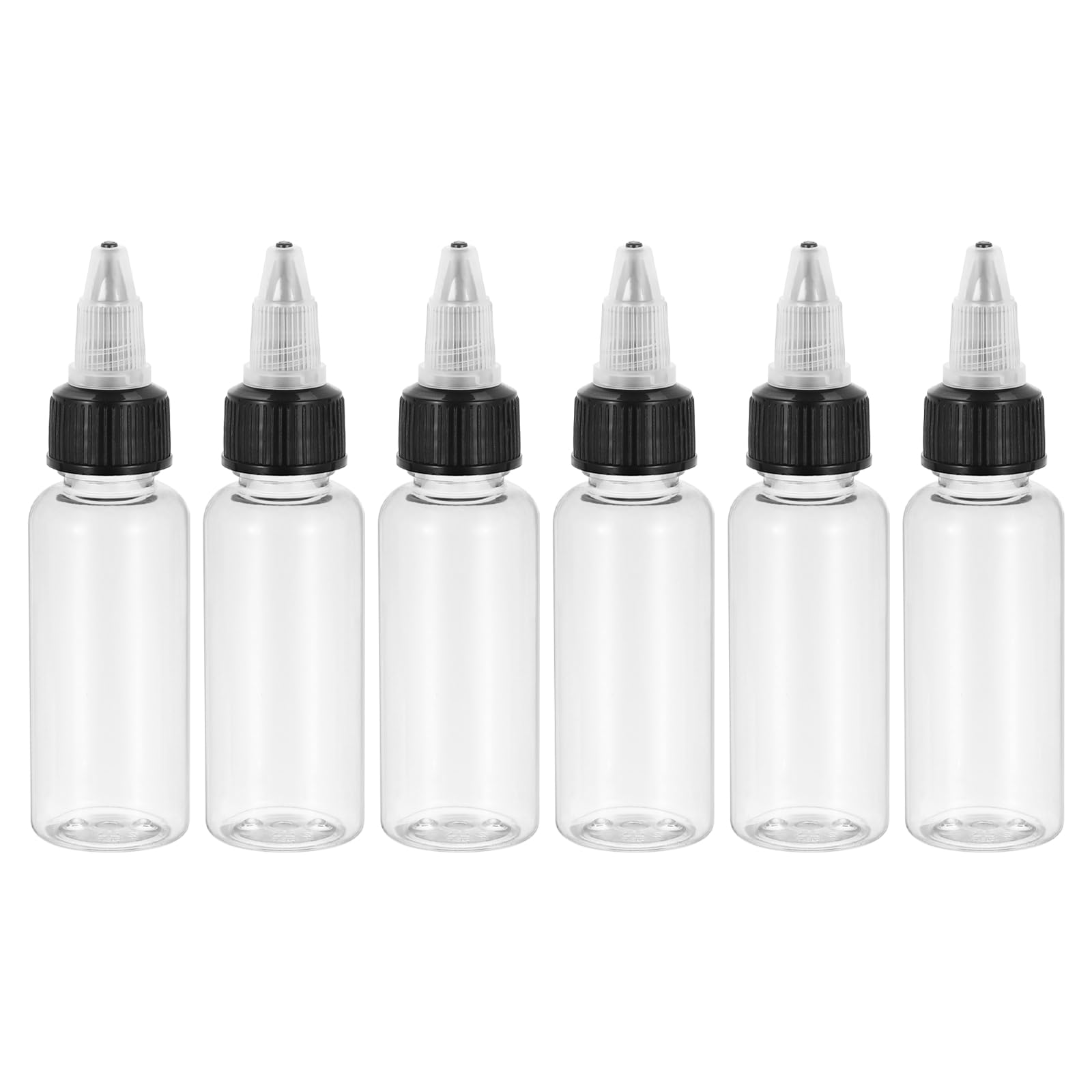 Photo 1 of PATIKIL 1oz(30ml) Plastic Dispensing Bottle, 6Pcs Squeeze Empty Bottles with Black Twist Cap for Liquids, Inks, Oils, Sauces, Arts and Crafts, Transparent