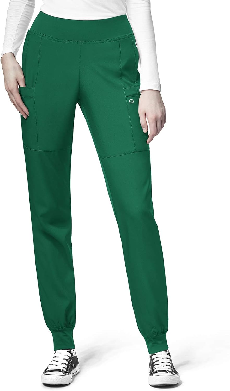 WonderWink 123 Women's Knit Waist Cargo Jogger Scrub Pants-5555 (Hunter - Small): Clothing