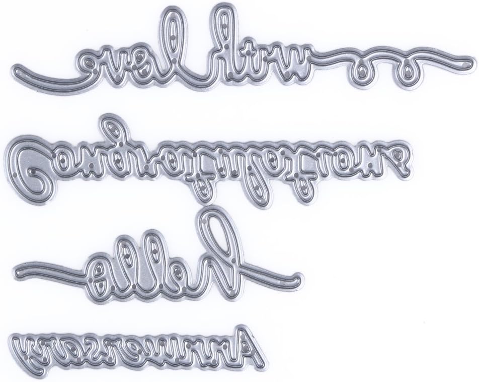 Demiawaking With love/Congratulations/Anniversary /Hello Four Greetings Cutting Dies Stencils Set for Card Making (#11)
