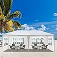 LeeMas 10x20 Ft Pop up Canopy Outdoor Party Tent Wedding Gazebo Tent Shelter w/ 4 Removable Side Walls for Festival, Beach, Party, Wedding, Picnic, Hiking, Trade Shows (White)