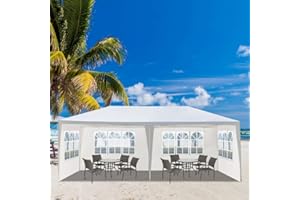GAINVIEYEE 10'x20' Party Tent Outdoor Wedding Event Tents with 4 Removable Sidewalls, Large Canopy Waterproof, Heavy Duty Gazebo for Parties Patio Birthday All Season White