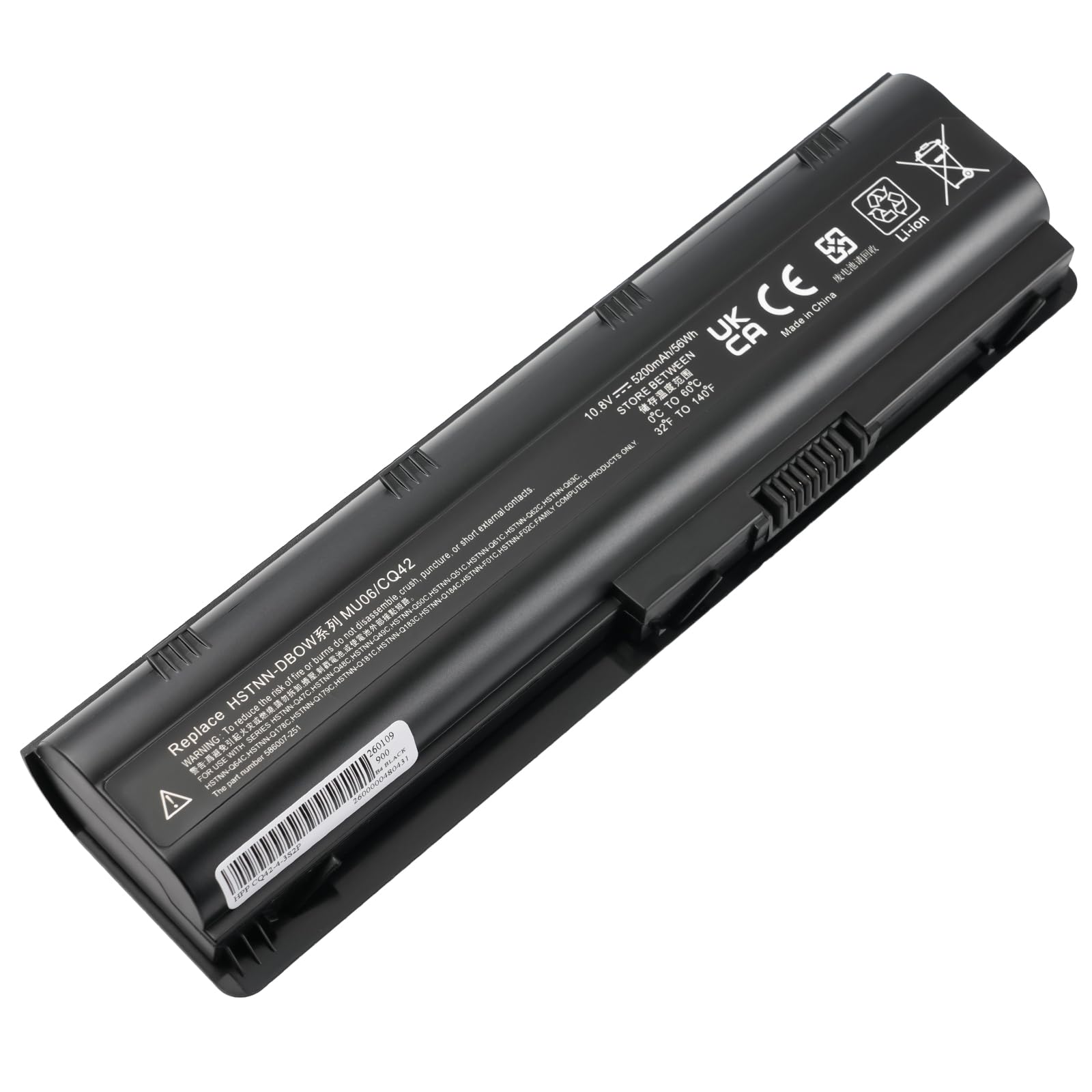 Wikinu 5200mAh MU06 CQ42 593553-001 Replacement Battery for HP G62 Pavilion G6 G7 MU09 593554-001 593562-001 636631-001 HSTNN-LB0W HSTNN-Q62C CQ32 CQ43 CQ55 6 CQ62 CQ72 CQ57 G32 G42 【11.1V 58Wh】