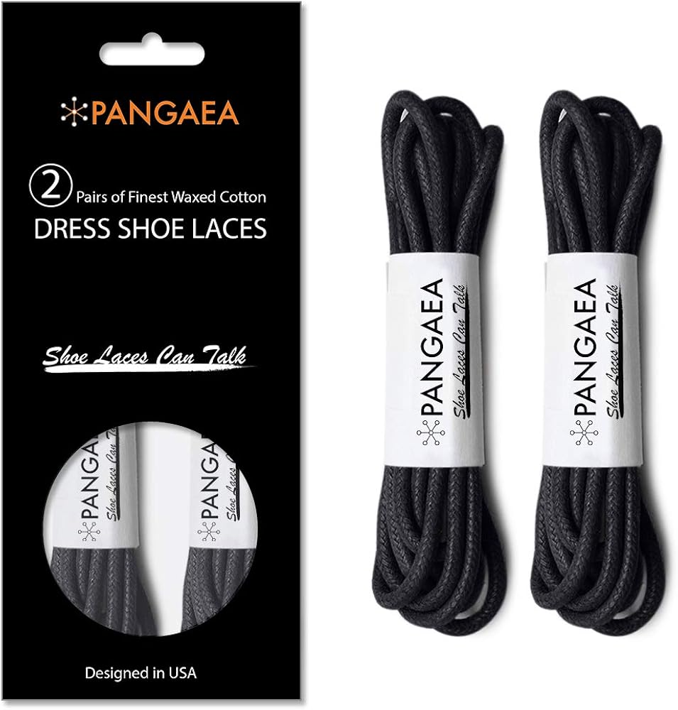 [2 Pairs] Pack Waxed Round Oxford Shoe Laces for Dress Shoes Chukka 3/32Inch Thin: Shoes