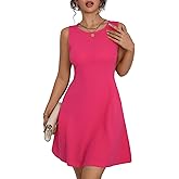 Vidifid Women's Sleeveless Boat Neck Mini Dress Summer A-Line Club Party Little Short Dresses with Pockets