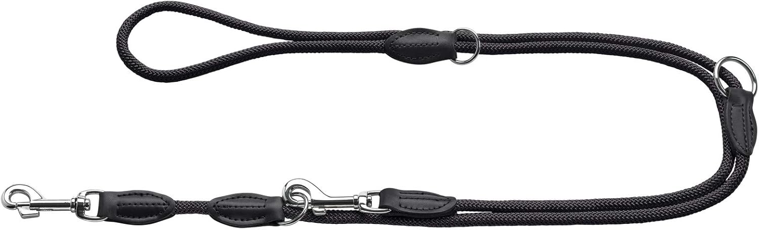 Hunter Freestyle Adjustable Leash, 8 mm Diameter x 200 cm Length, Black