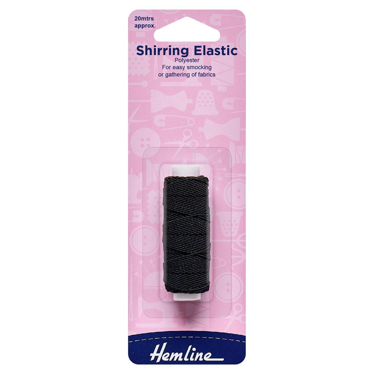 Hemline Shirring Elastic – 0.75mm x 20m Black Thin Polyester Elastic for Smocking, Gathering Hand or Machine & Strengthening Knitwear Cuffs and Welts