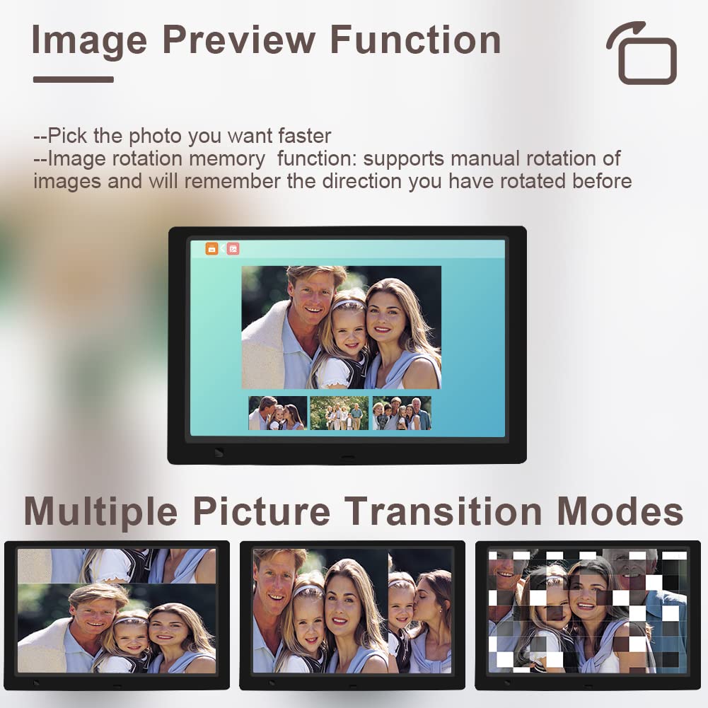 10.1 Inch Digital Picture Frame with 32GB USB Flash Drive, KECAG 1920x1080 HD IPS Screen Digital Photo Frame, Motion Sensor, Video, Music, Share Moments via SD Card or USB, with Remote Control