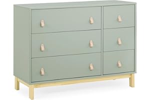babyGap Legacy 6 Drawer Dresser with Leather Pulls and Interlocking Drawers by Delta Children - Greenguard Gold Certified, Sage Green w/Natural