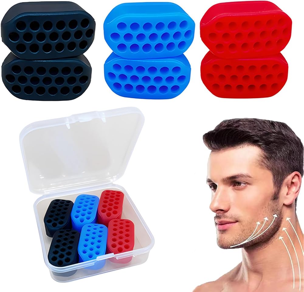 DHinkyoung 6 Pcs Jaw Exerciser Silicone Jawline Trainer for Men Women Black