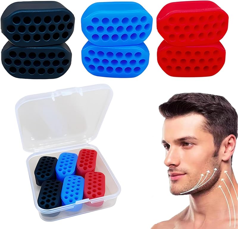 DHinkyoung 6 Pcs Jaw Exerciser Silicone Jawline Trainer for Men Women Black