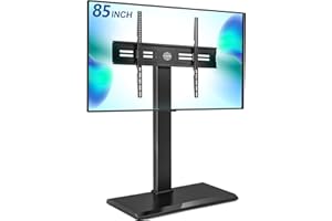 FITUEYES Iron Base Universal Floor TV Stand with Swivel Mount Space Saving for 50-85 Inch LED LCD Plasma Flat or Curved Screen TVs Height Adjustable Cable Management