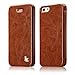 iPhone SE Case, Jisoncase iPhone SE 5S 5 Leather Case Cover Book Folio Style Magnetic Flip Case for Apple iPhone SE/iPhone 5S 5- Brown (JS-ISE-01M20)