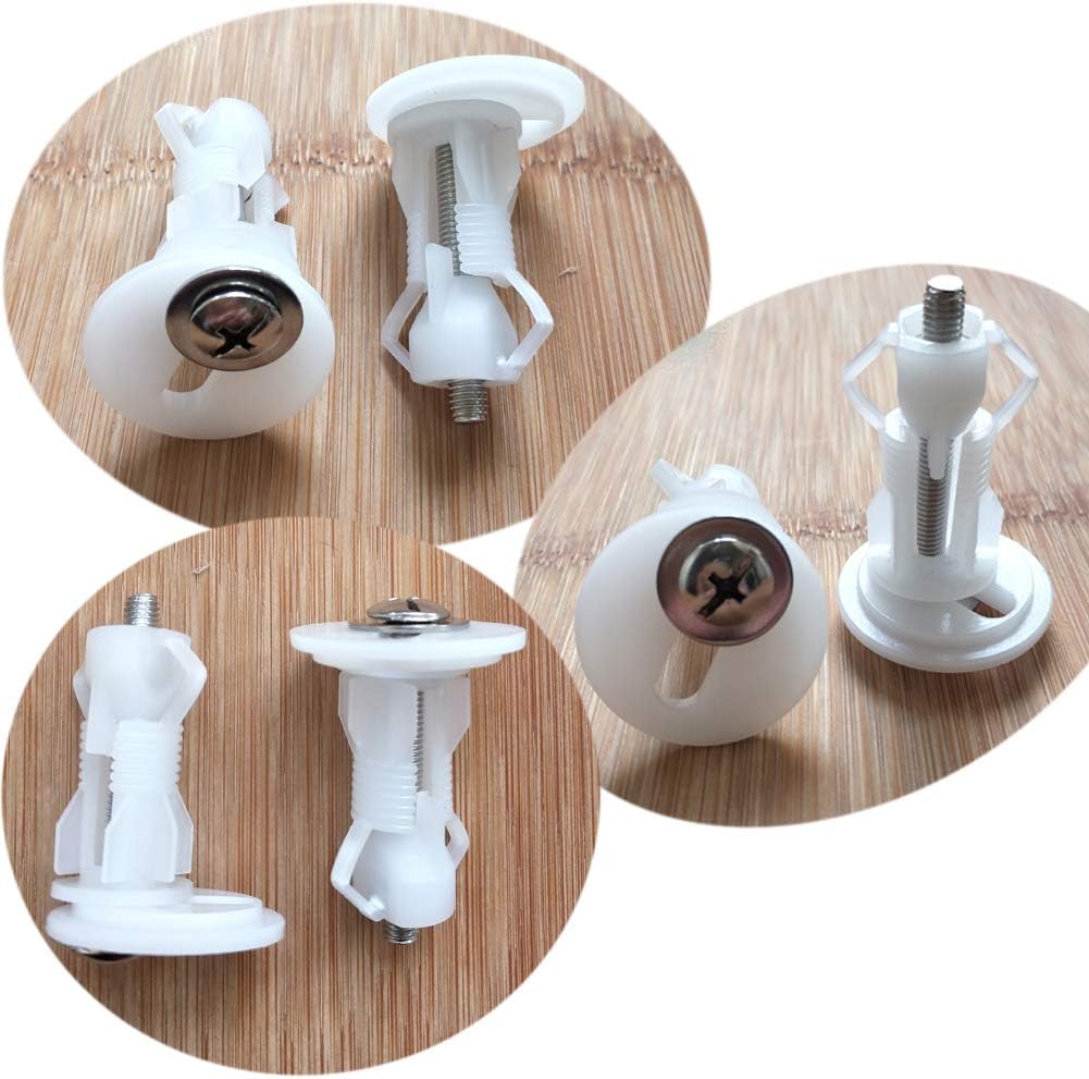 Toilet Seat Screws,2 Pack Toilet Seat Hinges Blind Hole Fixings Universal Expanding Rubber Top Nuts Screws for Toilet Lid Cover White - Image 3