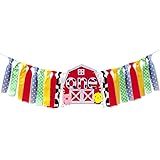 Farm Birthday Party Decoration Handmade One Highchair Banner Birthday Banner Barnyard Theme Baby Shower