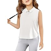 Haloumoning Girls Athletic Sleeveless Golf Polo Shirts Kids Quarter Zip Quick Dry Workout Tank Tops 5-14 Years