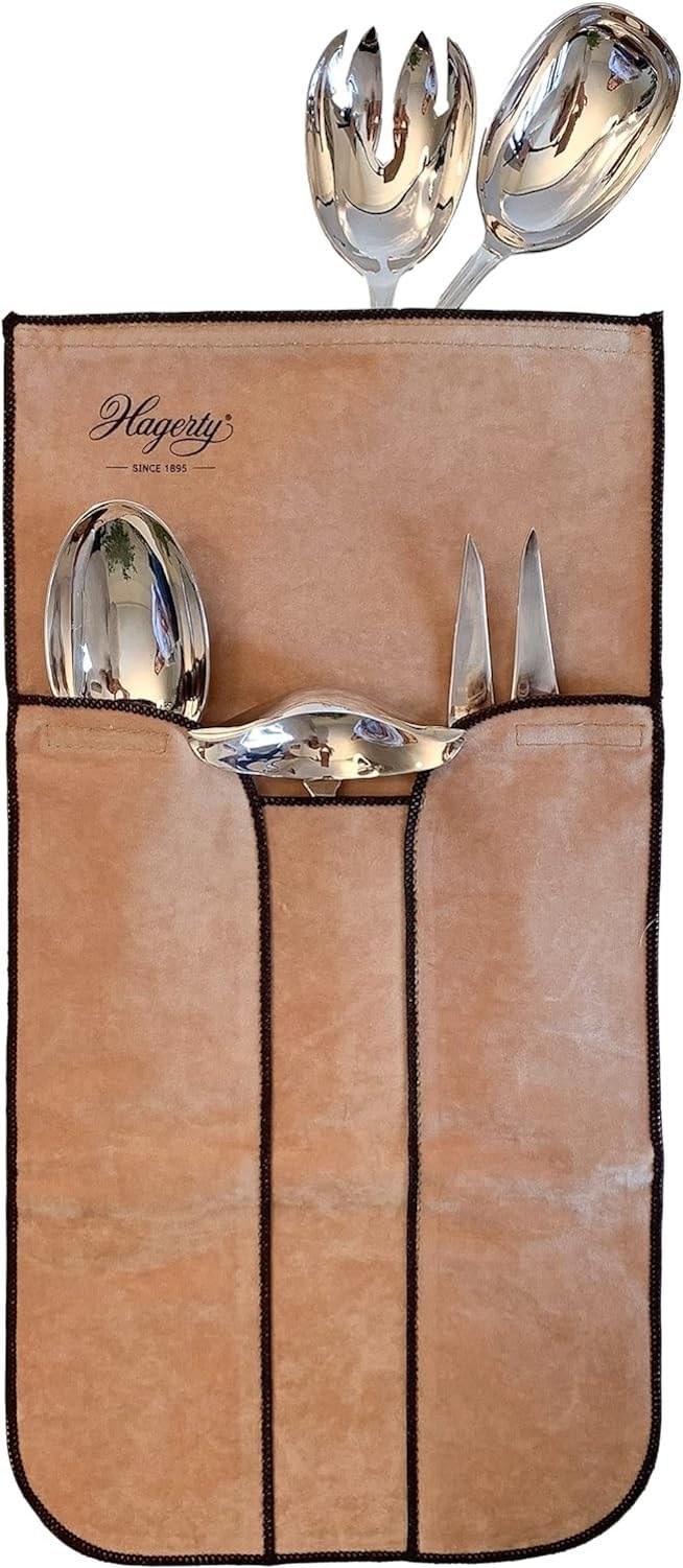 Hagerty Silver Guard Holloware Bag - 22 x 42 cm Silver Storage Bag with Tarnish Protection - Impregnated Velvet Cover for 5-Piece Service