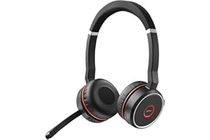 Jabra Evolve 75 UC Wireless Headset, Stereo – Includes Link 370 USB Adapter – Bluetooth Headset with World-Class Speakers, Active Noise-Cancelling Microphone, All Day Battery